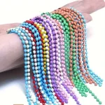 10/100pcs DIY Ball Bead Chains Sliver Colorful Key Chain Dolls Label Hand Tag Connector for Jewelry Making Pendant Accessorise 6