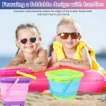 Foldable Beach Bucket Silicone Collapsible Toy Buckets for Kids for Summer Activities Camping Gear Travel Beach Sand Toys 3