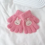 1-3Y Cartoon Children's Gloves for Autumn and Winter Cute Babies Warm Five Finger Plush Solid Color for Children and Infants 5