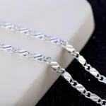 Fashion 18k Gold Necklace 2MM 16/18/20/22/24/26/28/30 Inch Side Chain Necklace For Women Men Jewelry 925 Silver Necklace 2