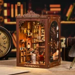 DIY Book Nook Kit Miniature Wooden Dollhouse with Light Bookshelf Insert Decoration Model for Bookshop Memories Christmas Gifts