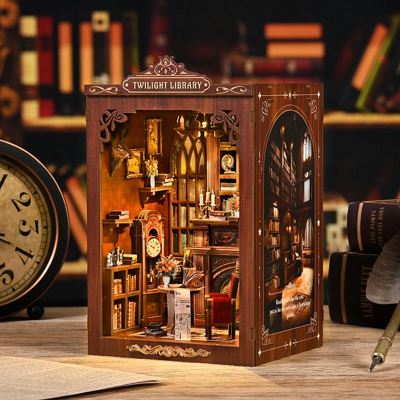 DIY Book Nook Kit Miniature Wooden Dollhouse with Light Bookshelf Insert Decoration Model for Bookshop Memories Christmas Gifts DIY Book Nook Kit Miniature Wooden Dollhouse with Light Bookshelf Insert Decoration Model for Bookshop Memories Christmas Gifts
