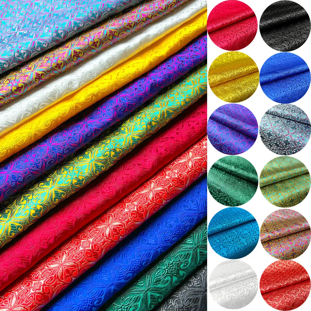 High Quality Damask Silk Satin Brocade Jacquard Fabric Edging Grid Costume Upholstery Adornment Cloth DIY Handcraft Sew Supplies High Quality Damask Silk Satin Brocade Jacquard Fabric Edging Grid Costume Upholstery Adornment Cloth DIY Handcraft Sew Supplies