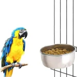 Parrot Rabbit Hamster Pet Food Dish Stainless Steel Clamp-on Water Drinker Bird Feeder Feeding Bowl Cage Cup Hanging bowl 3