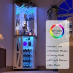 68.9“ Tall Corner Bar Cabinet, Wine Bar with LED Light and Mirror, Farmhouse Liquor Cabinet with Adjustable Shelf.Customized 4