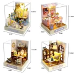 Mini Doll House DIY 3D Puzzle Assembly Building Model Toys Home Bedroom Decoration With Furniture Wooden Craft Gifts DollHouses 6