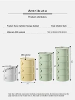 Household Nordic Bedside Table with Handle Portable Creative Round Storage Cabinet Bedroom Multi-Layer Modern Simple Plastic Sid 6