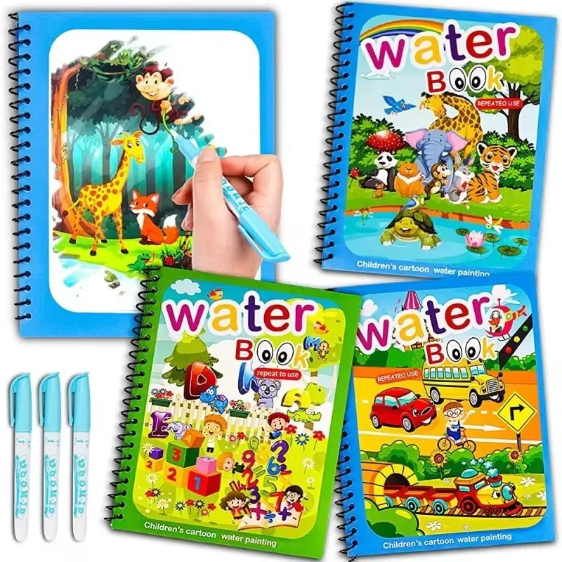 Drawing Coloring Books for Kids Magic Water Book with Pen 2 To 4 Years Old Children Learning Education Toy Baby Montessori Toys Drawing Coloring Books for Kids Magic Water Book with Pen 2 To 4 Years Old Children Learning Education Toy Baby Montessori Toys