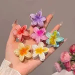 12 Piece Random Mixed Color Egg Flower Hair Clip, Gradient Flower Shaped Design, Elegant And Cute Headwear Set 3