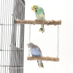 Pepper Wood Parrot Stand Pole Double Layer Toy for Bird Tiger Skin Claw Grinding Beak Grinding Stand Pole Bird Cage Accessories 2