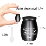 Pet Memorial Small Urns for Dog Ashes, 1.57 inches Mini Aluminium alloy Cremation Urn, Pet Paw Print Keepsake Urn for Ashes 2