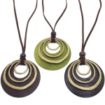 Leather Cord Chain Multilayer Wooden Pendant Necklaces for Women Men Vintage Jewelry Boho Long Sweater Necklace Jewelry Gifts 2