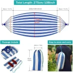 Canvas Hammock Anti-Roll Double Camping with Curved Wooden Poles Outdoor Swing Bed for Two 4