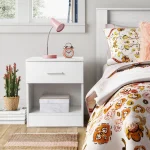 White Double-Layer Nightstand, Simple Storage Cabinet for Bedroom & Living Room, Large Capacity & Practical 3