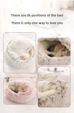 Autumn and Winter soft plush pet bed and pet bed Winter warm and cold plush comforter nest Shell cat nest semi-enclosed cat nest 4