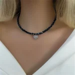Fashion Vintage Sexy Zircon Heart Pendant Necklace For Women Female Boho Geometric Baroque Transparent Crystal Chain Jewelry 3