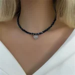 Fashion Vintage Tassels Zircon Heart Pendant Necklace For Women Female Boho Geometric Baroque Transparent Crystal  Chain Jewelry 2