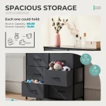 JHK Bedside Table For Bedroom With 10 Fabric Drawers Nightstand Storage Cabinet With Steel Frame Clothes Storage Display Cabinet 6