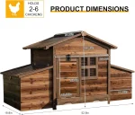 Chicken Coop with 2 Nesting Boxes, Large Outdoor Wooden Chicken Hen House Cages for 2 Chickens, Easy Clean Poultry Hutch for Bac 2