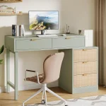 Computer Desk with 5 Drawers, Reversible Small Writing Desk with Storage, Modern Wooden Study Table Workstation for, Customized 3