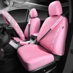 24 PCS Pink Bling Diamond Accessories Set for Women Leather Seat Covers 15'' Steering Wheel Cover Shining Rhinestone Sparkly Ho 2