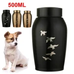 Black/Gold Stainless steel Urns Pets Dog Cat Birds Mouse Cremation Ashes Urn Keepsake Casket Columbarium Pets Memorials 2