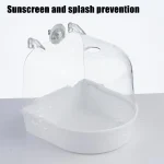 Hanging Transparent Bird Bath Cube- Splash-Proof PP Shower Tub for Parrots, Lovebirds & Conures w/ Easy-Grip Handle 5