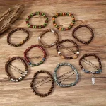 10pcs Vintage Bohemia Men's Bracelets - Fashion Stylish Leaves Wristwear Accessory for Durable Fashion Jewelry Gifts 3