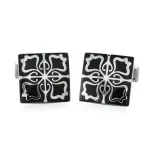 High quality French shirt cufflinks Black Red White Enamel Cuff Links Men's tie clip Cuff Links Jewelry gifts for successful men 6