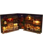 Diy Book Nook Doll House Miniature Wooden Bookshelf Shelf Insert Miniatures Home Model Kit Dollhouse Birthday Toy Gifts 6