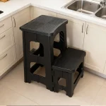 2-Step Folding Stool Plastic Steps Ladder Portable Bedside Step Stool Non-Slip Collapsible Stepstools For Kitchen Home Bathroom 2