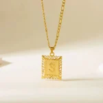 Stainless Steel Initial Letter Necklace For Women Men 2025 New Stylish Square Pendant Necklace Birthday Party Jewelry Gifts 6