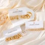Fashion Geometric Hoop Earrings Set for Women Vintage Bohemian Pearl Gold Color Round Earring Punk Daily Wear Jewelry Gifts 2025 2