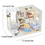 Kitten Mini Doll House 3D Puzzle Assembly Model Building Kit Creative Room Bedroom Decoration With Furniture Wooden Crafts Gifts 6
