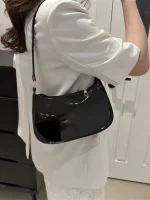 HOMEFIH PU Leather Handbag Solid Color Cherry Pendant Casual Shoulder Bag Versatile Fashion Commuting Bag for Girls Underarm Bag 6