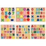Kids Alphabetic Arithmetic Number Geometric Shapes Wooden Puzzle Montessori Preschool Learning Educational Game Toy for Children 6