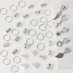 45pcs Alloy Braid Hair Ring Dreadlock Hair Ring - Hippie Style Hair Accessories Loc Hair Jewelry for Braids for Girls and Women 6