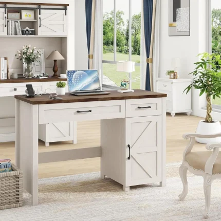 Farmhouse 47" Executive Desk, Computer Desks with Drawers and Cabinet, Workstation Computer Desks for Study and, Customized