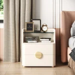 Tribesigns Nightstands, 2-Drawer Modern Night Stand with Open Storage Space, Wood Bed Side Table, Tempered Glasses End Table 5
