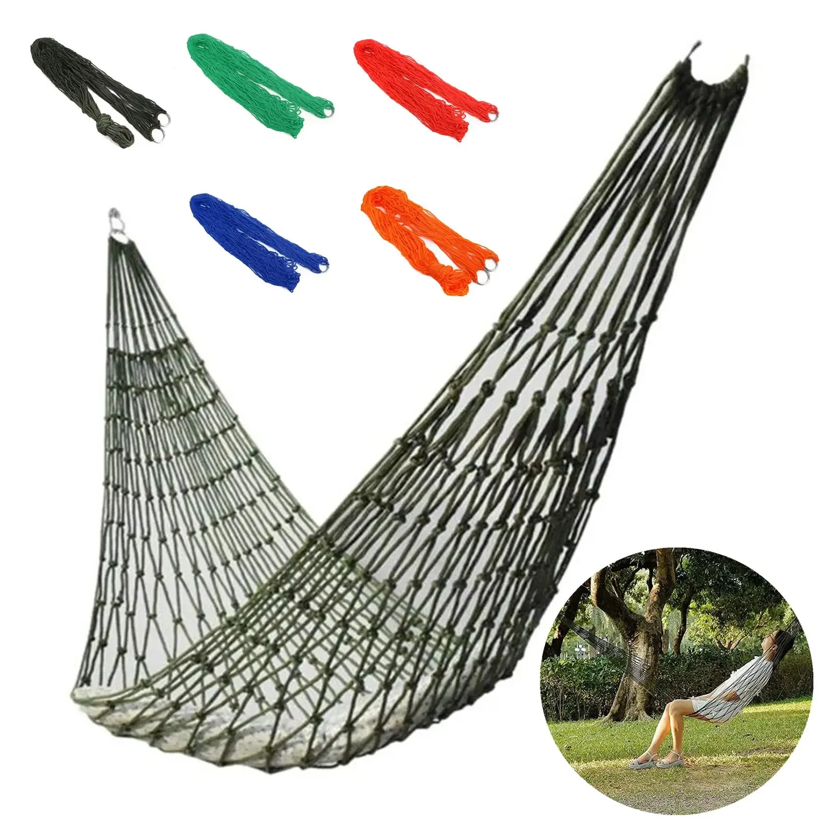 Outdoor Supplies Bold Mesh Hammock Nylon Rope Single Hammock Outdoor Furniture Camping Outdoor Supplies Bold Mesh Hammock Nylon Rope Single Hammock Outdoor Furniture Camping