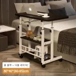 DIVEDEER Adjustable Height Table with Wheeled Mobile Double Layer Laptop Side Table with Wheeled Dual Shelf Sofa Table 80*40 2