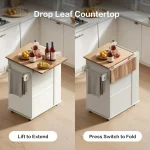 Kitchen Islands with Trash Can Storage and Folding Tabletops; Portable Kitchen Islands with Wheels, Customizable 2