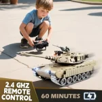 1/18 Metal RC Tank with Smoke Sound LED Lights 330 Degree Turret Rotation Red Collectible Gift for Adults Shoots BBS 60 Minutes 6