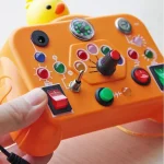 Montessori Busy Board Sensory Toys Cartoon with LED Light Switch Control Board Travel Activities Children Game for 2-4 Years Old 4