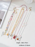 5PCS Charm Bohemian Sea Star Pendant Irregular Gravel Beads Clavicle Chain Women's Necklace Holiday Jewelery Accessories 4