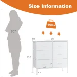 JHK 6 Fabric Drawers Nightstand For Bedroom Bedside Sofa Table With Storage Closet Chest Clothes Display Cabinet Furniture 4