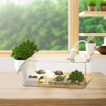 Turtle Tank with Basking Area, Transparent Reptile Terrarium Habitat for Pet Turtles, Hermit Crabs, Tortoise Adoption 5
