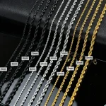 Ropes Long Necklace for Men Women,Stainless Steel Gold Color Twisted Rope Chain Collar,2/3/4/5mm Punk Basic Waterproof Jewelry