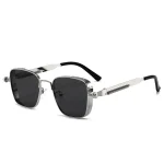 Men Driving Sunglasses Vintage Steampunk Square Sunglasses Metal Frame with Spring Hinges Women Eyepiece Trendy Driver Glasses 6