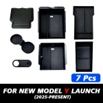 1/2/3/4/6/7/8pcs For Tesla New Model Y 2025 Launch Juniper ABS with Silicone Non-slip Mat Console & Armrest Storage Box Watercup 5